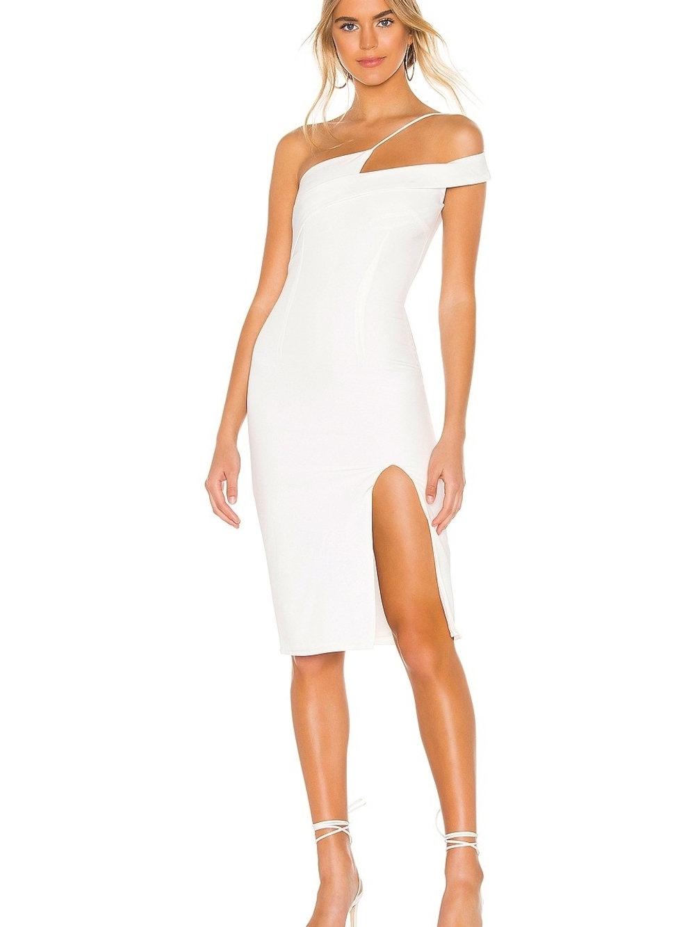 superdown Jillian White Asymmetrical Midi Dress Sz